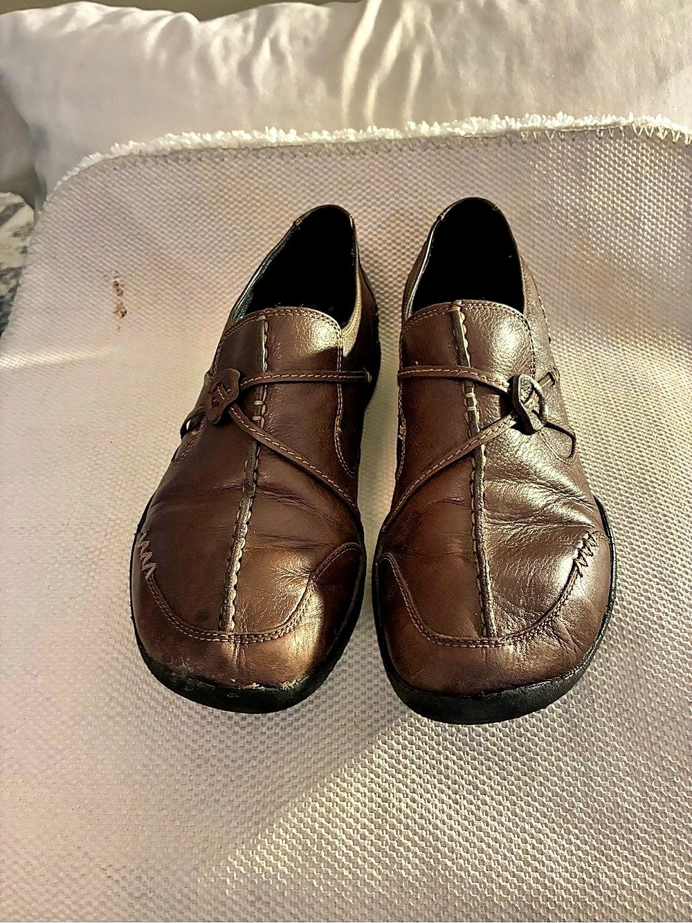 Clarks Wave Walk Leather Slip-On Shoes US 9N Brown